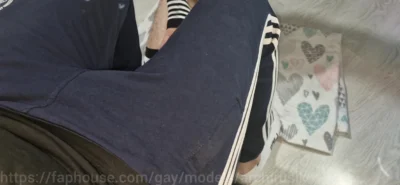 Student in cum, fountains of cum cover the whole body of student sissy femboy!